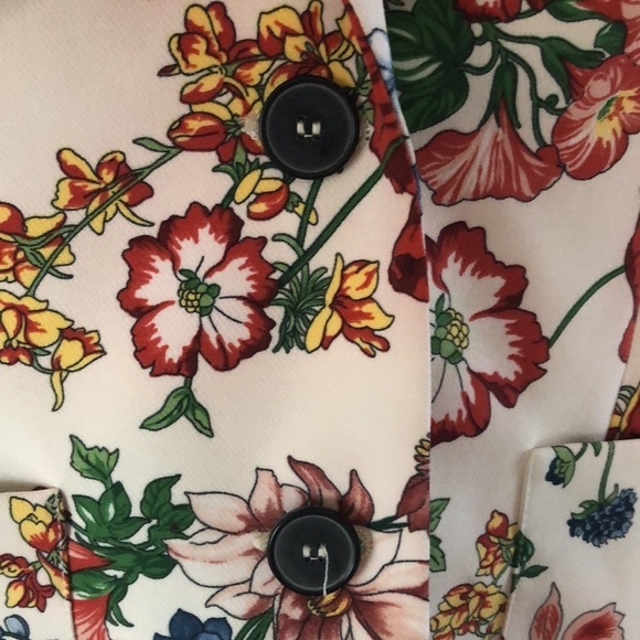 Zara Size S Floral Print Button Front Blazer Jacket SM Pockets Lined Art to Wear - Picture 7 of 16